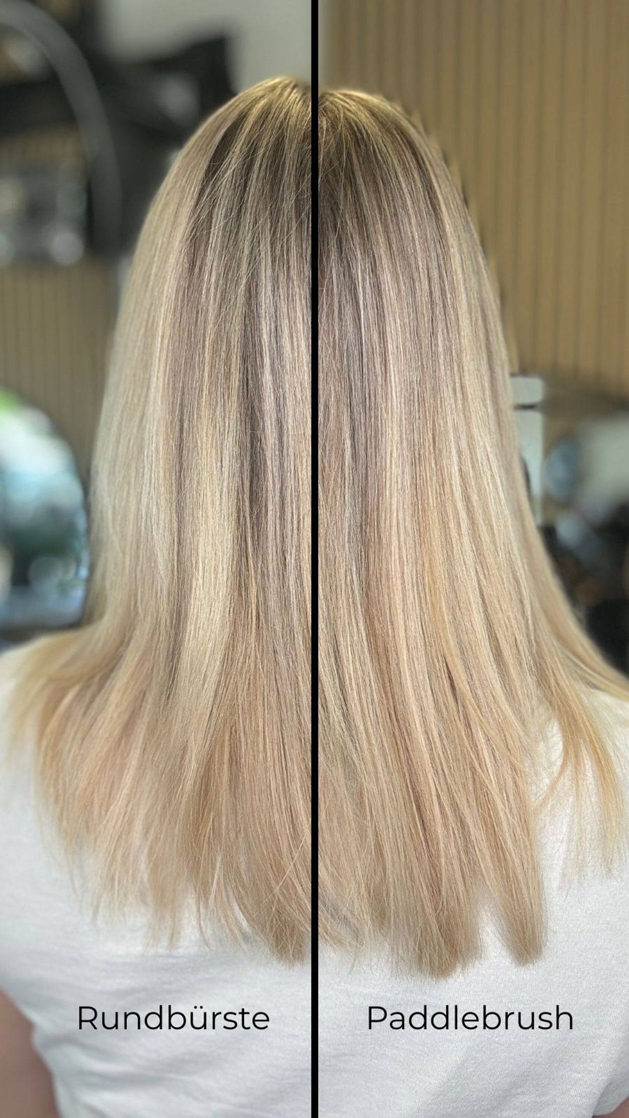 Shark Flex-Style Rundbürste vs. Paddlebrush  am Hinterkopf