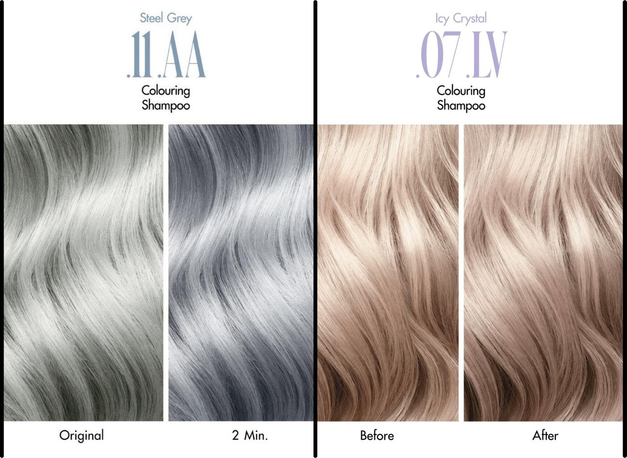Glam+Colour Shampoos Vorher-Nachher-Bilder von Haaren, die mit den Glam+Colour Shampoos behandelt wurden