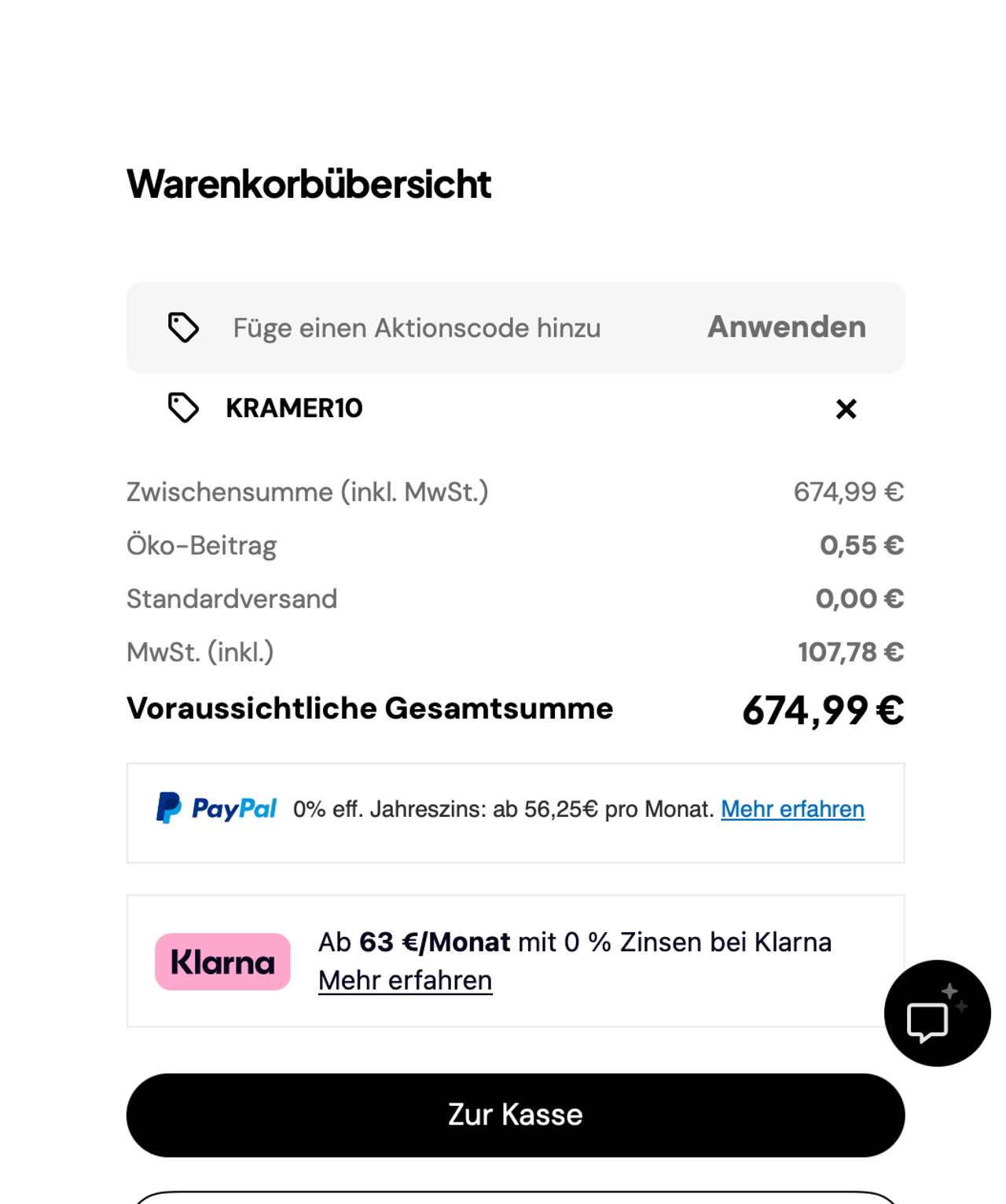 SharkNinja Warenkorb mit eingelöstem Code KRAMER10 und reduzierter Gesamtsumme