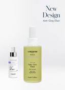 Anti-Grey Elixir im neuen Design, links ist die alte Flasche und rechts die neue. 
