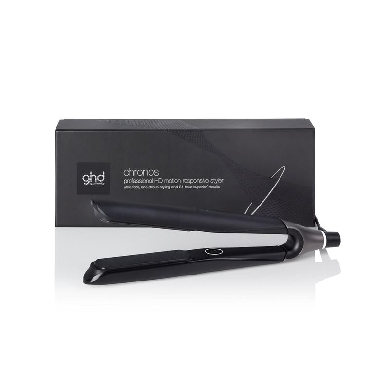ghd Chronos Glätteisen + Styler in schwarz mit Karton.