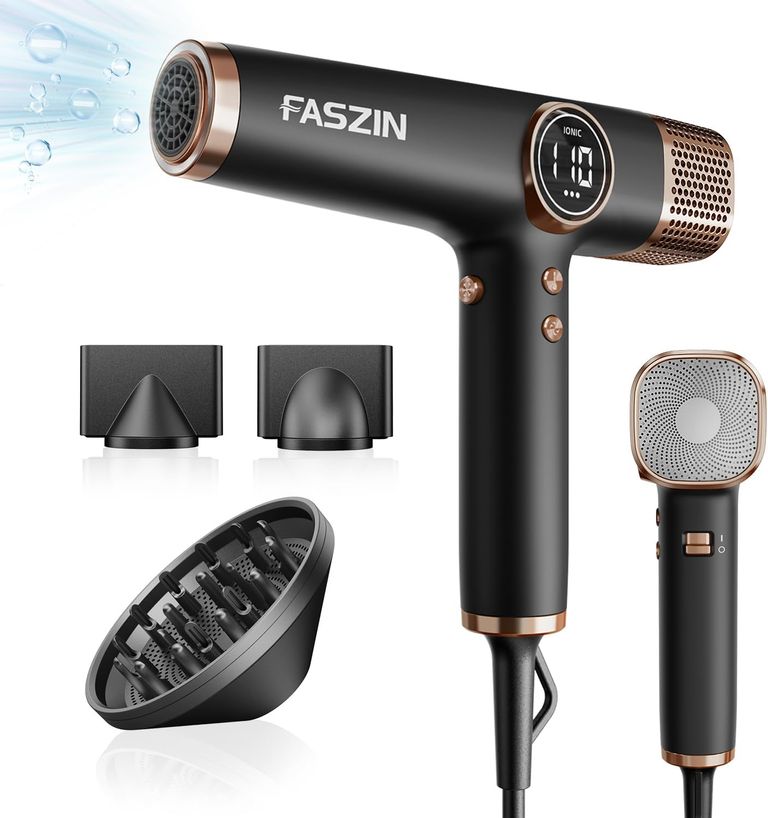 Der Faszin Haartrockner mit Zubehör.