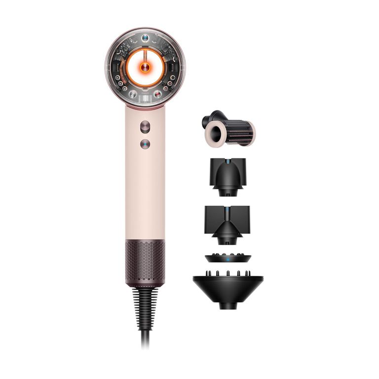 Dyson Supersonic Nural Straight+Wavy mit verschiedenen Aufsätzen.
